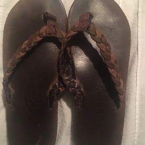 Rainbow braided straps size 4/5 dark brown leather